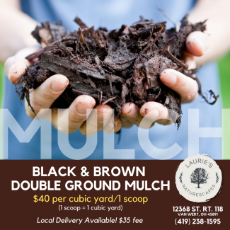 Black and Brown Double Ground Mulch available at Laurie's Naturescapes in Van Wert, OH.