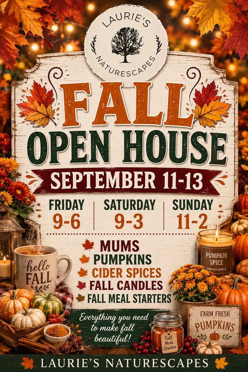 Fall Open House, Laurie's Naturescapes in Van Wert, OH 45891 September 11-13, 2026